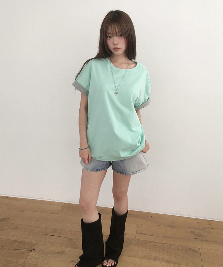 ヴィンテージAラインデニムショートパンツ LIGHT BLUE