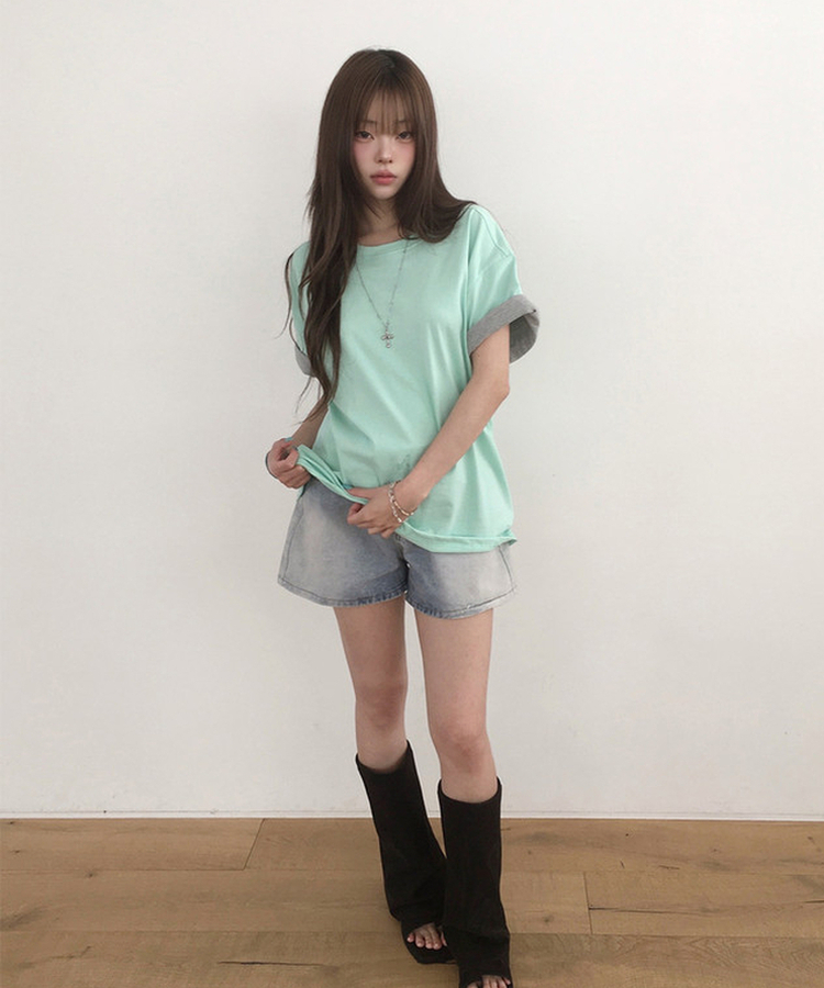 ヴィンテージAラインデニムショートパンツ LIGHT BLUE