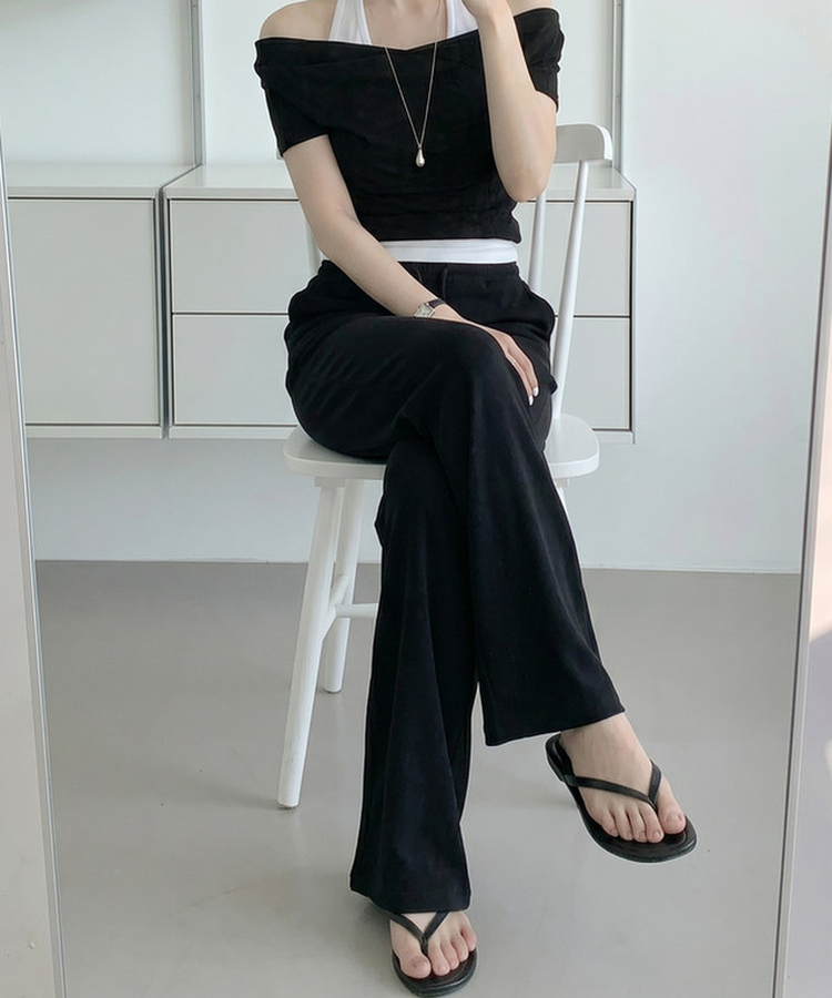 【丈別】ブーツカットクーリングトレーニングパンツ BLACK