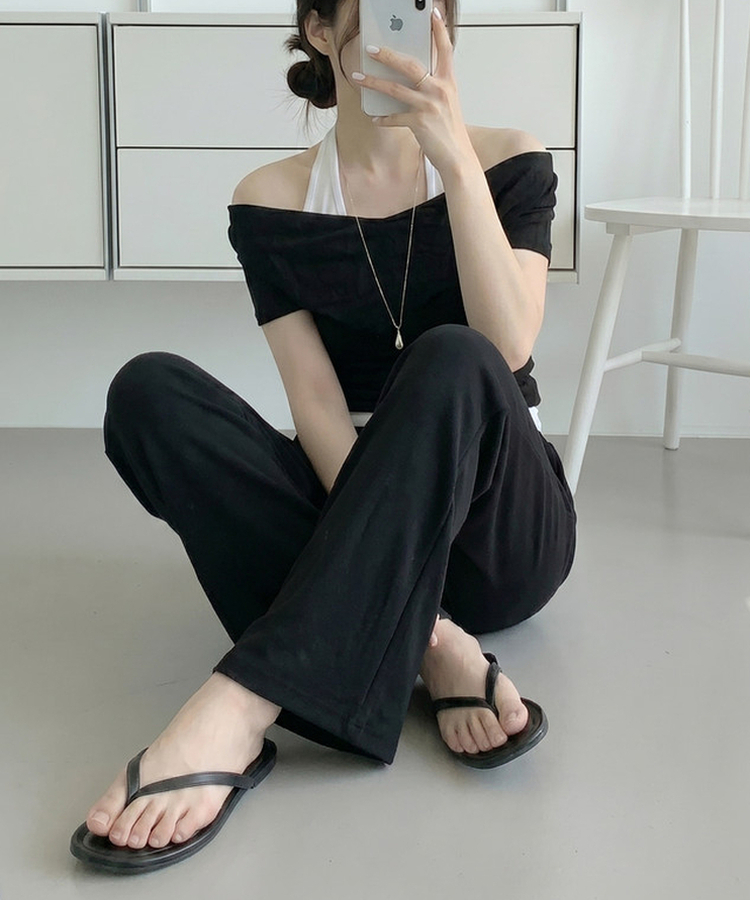 【丈別】ブーツカットクーリングトレーニングパンツ BLACK