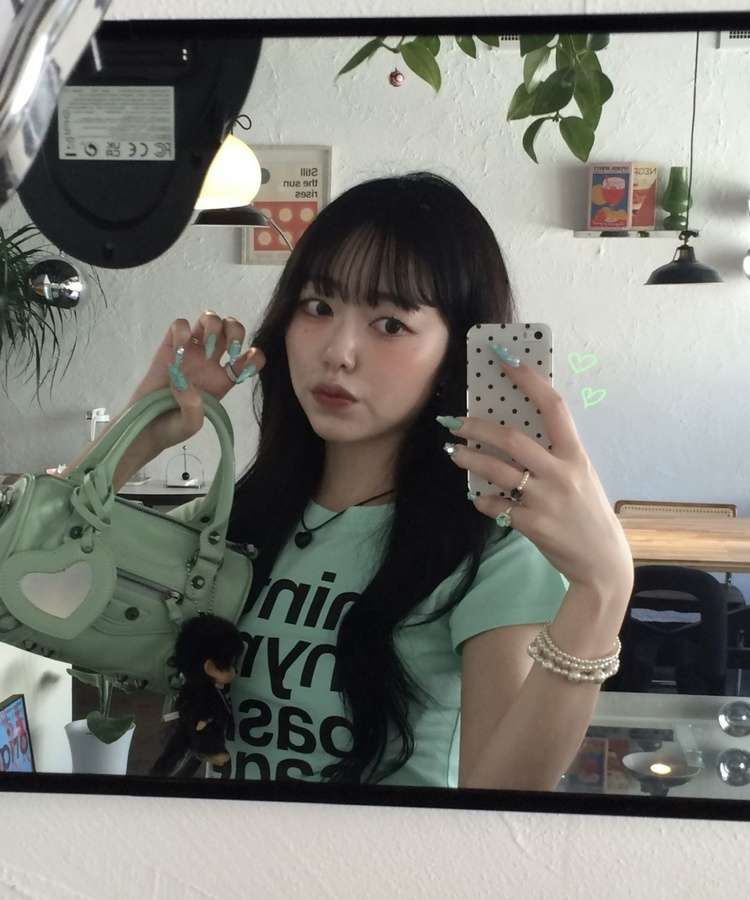 레터링 프린트 티셔츠 라이트민트