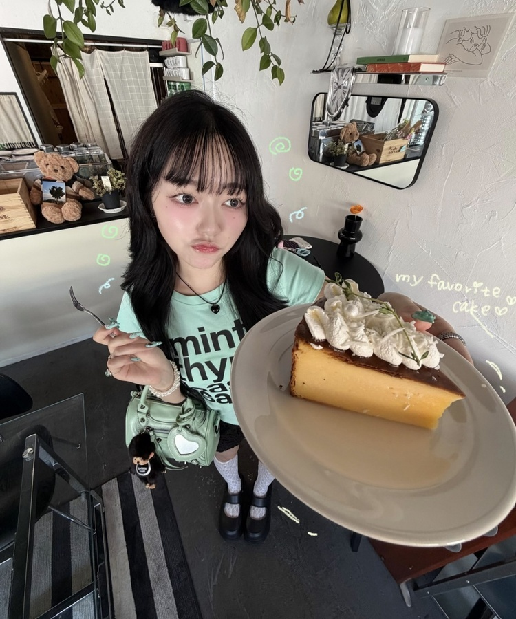 레터링 프린트 티셔츠 라이트민트