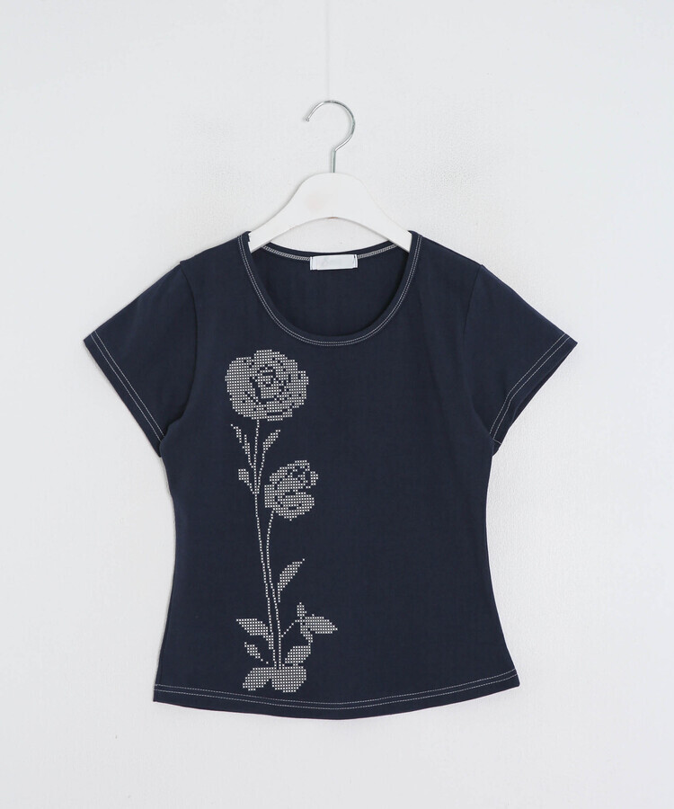シルバーローズスリム半袖Tシャツ