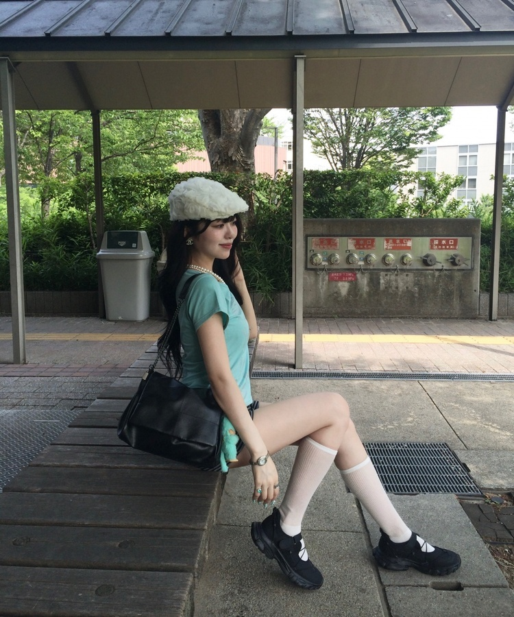 シルバーローズスリム半袖Tシャツ MINT