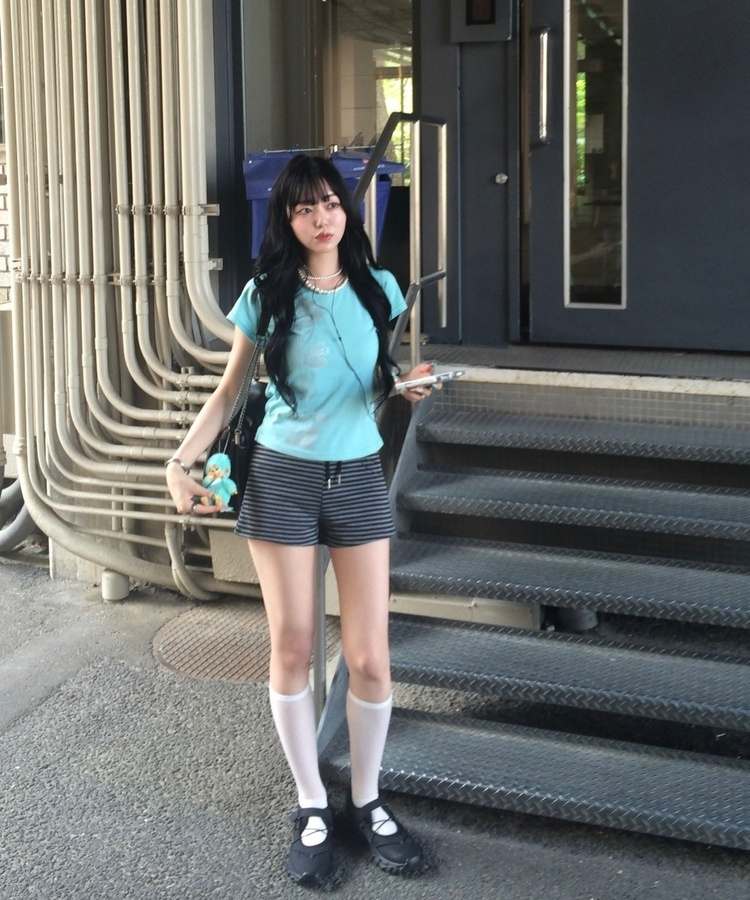 シルバーローズスリム半袖Tシャツ MINT