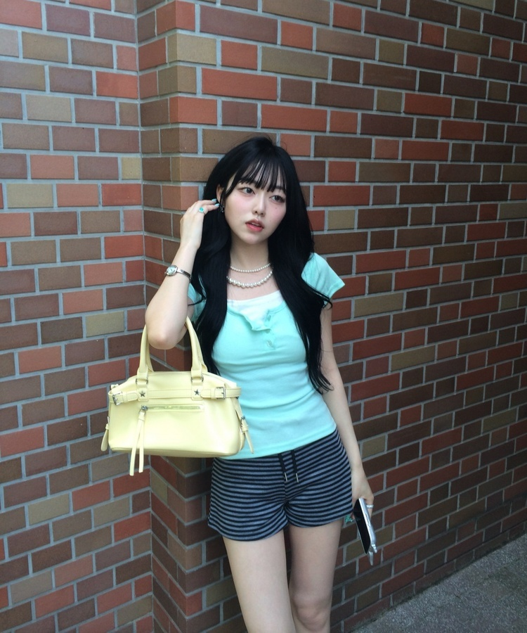レイヤードヘンリーネック半袖Tシャツ MINT