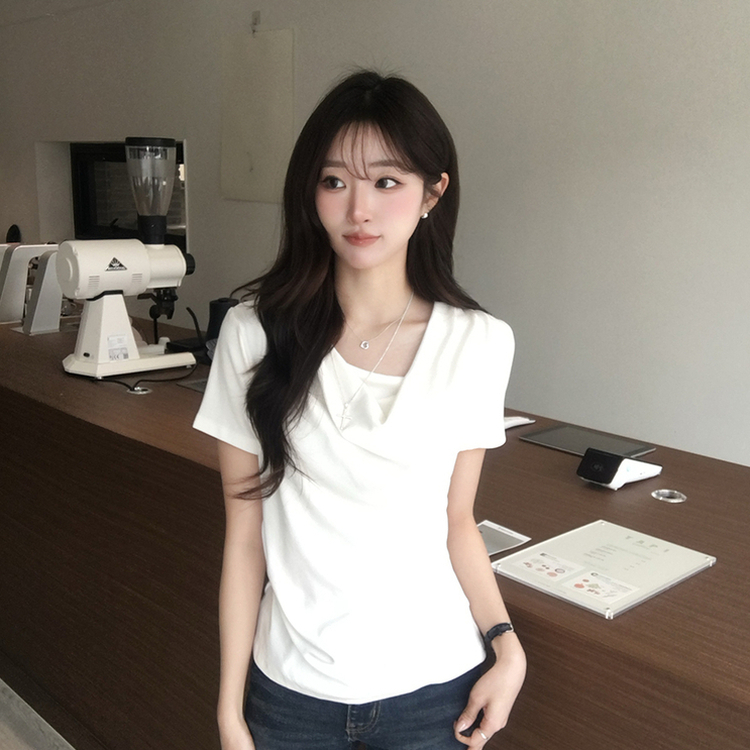 풀하우스 드레이프 보트넥 여름 반팔 티셔츠 꼬임 오프숄더 반팔티 루즈핏 결혼식 블라우스 하객룩 셔링 상의 4color 화이트