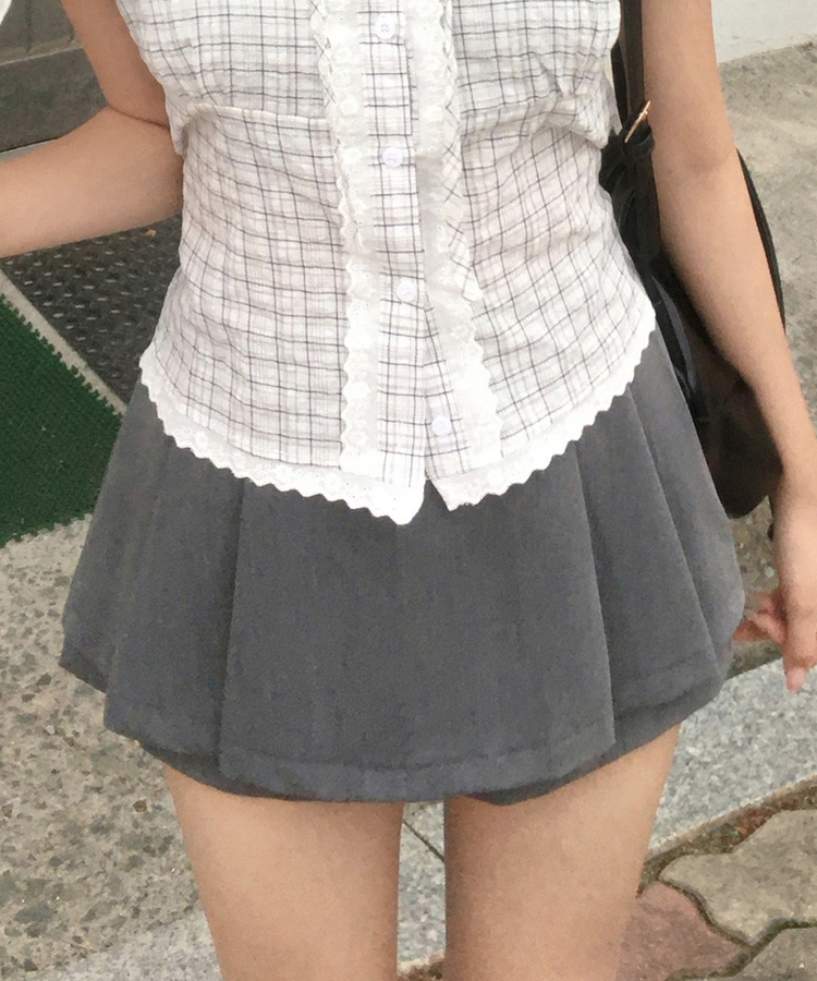 プリーツミニスカートパンツ GREY
