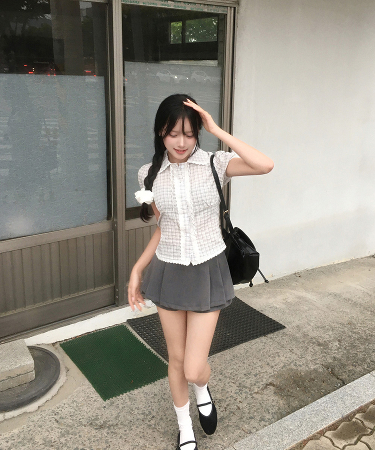 プリーツミニスカートパンツ GREY