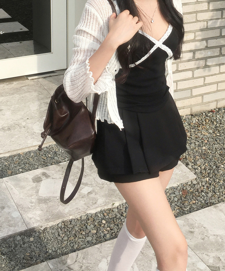 プリーツミニスカートパンツ BLACK