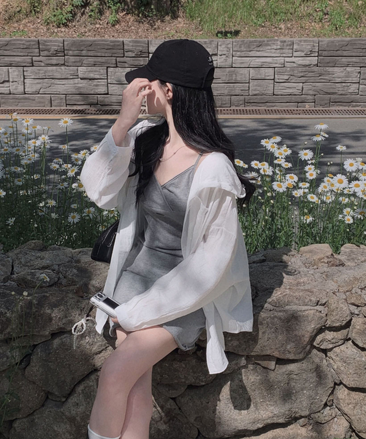 햇빛으로부터 내 살 지키는 법이젤 왕오버핏 후드 셔츠 남방 가디건 아이보리
