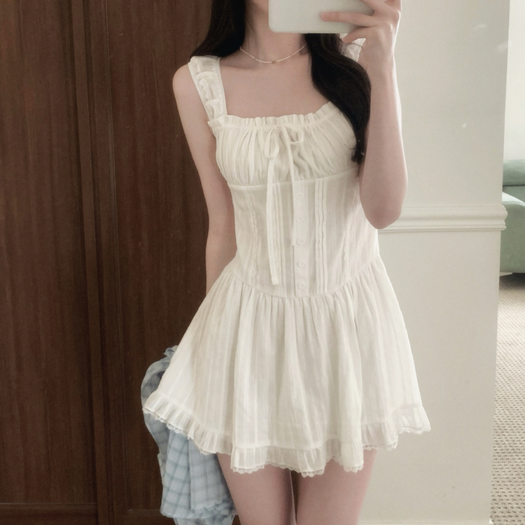 レースフリルキャミワンピース WHITE