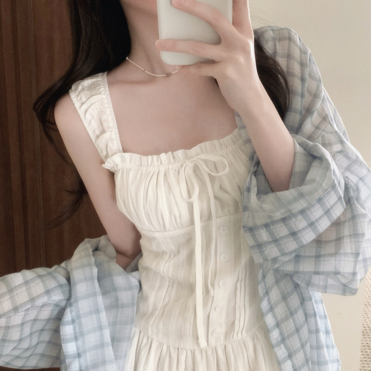 レースフリルキャミワンピース WHITE