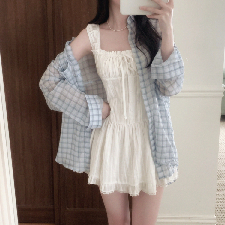 レースフリルキャミワンピース WHITE