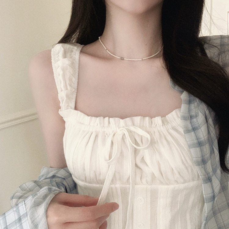 レースフリルキャミワンピース WHITE