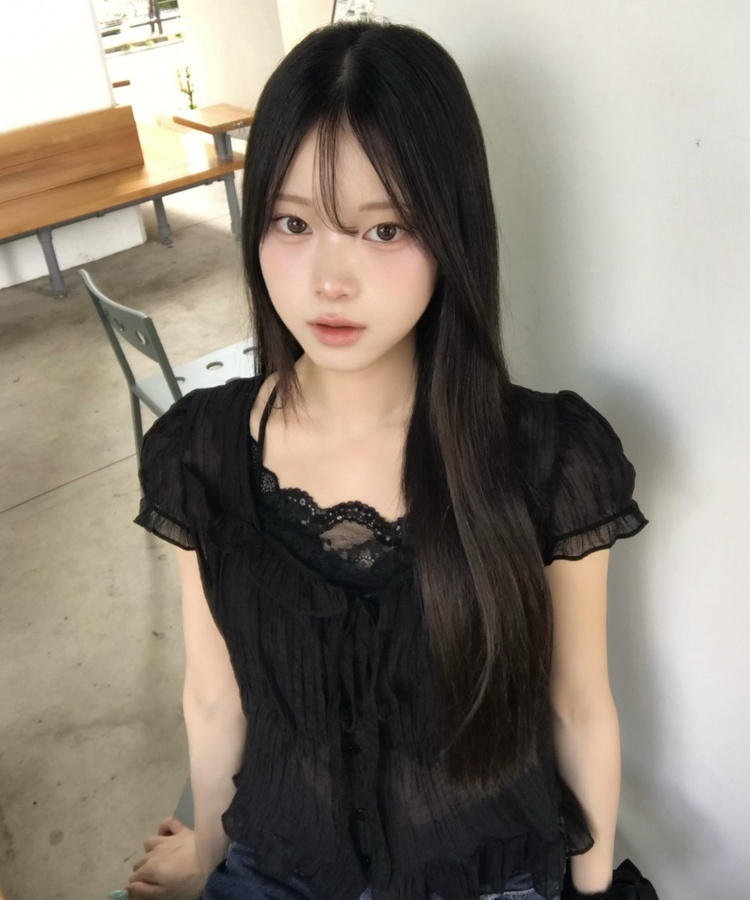셔링 쉬폰 블라우스 블랙