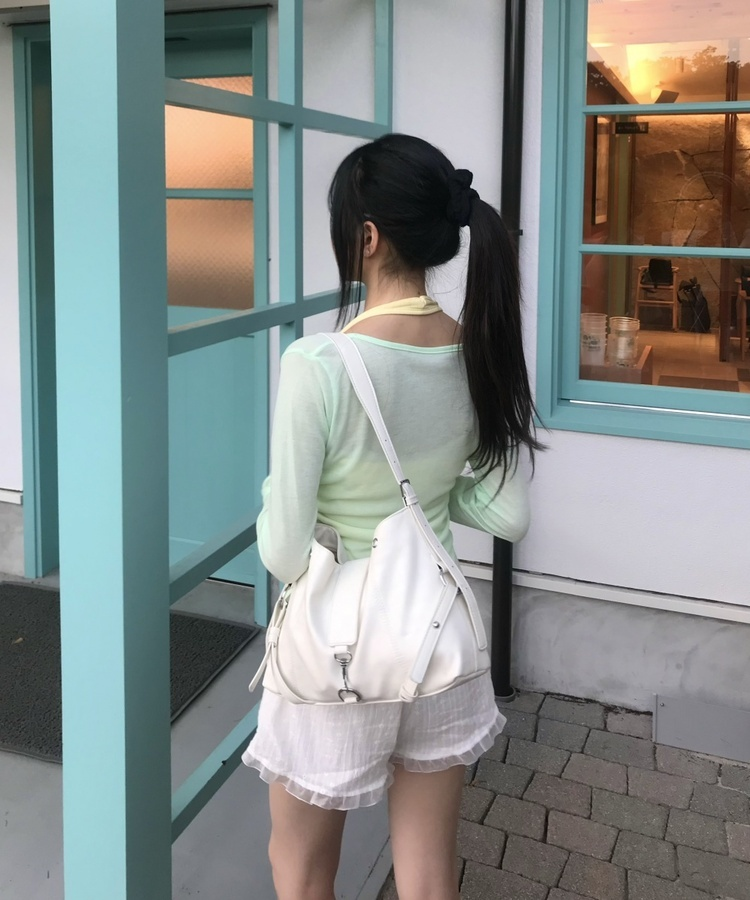 【SET】홀터 나시+ 브이넥 시어 긴팔 탑 민트
