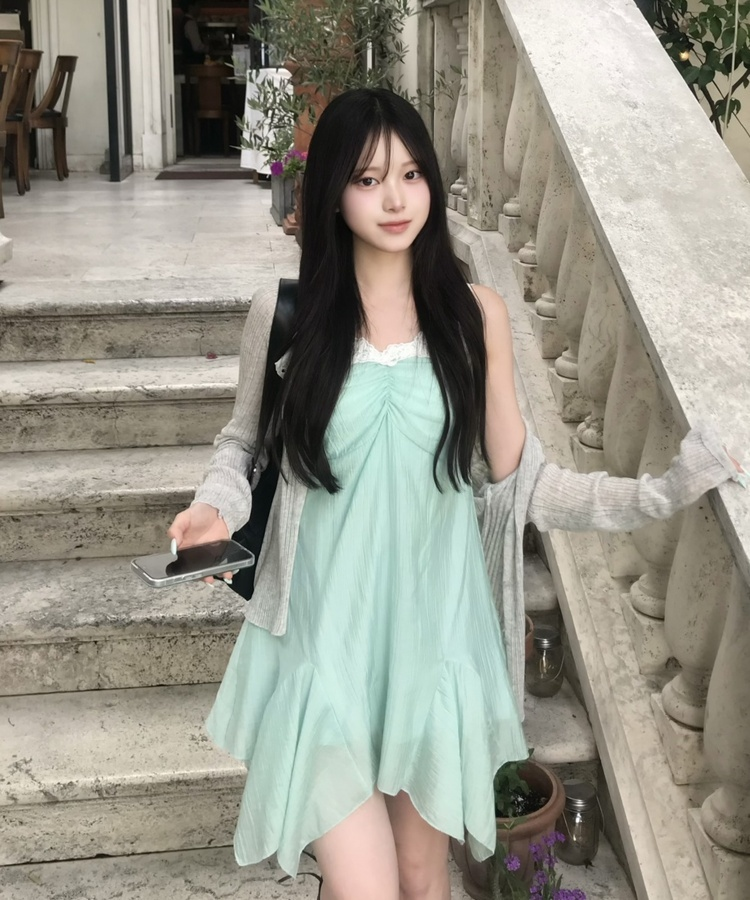 レースシャーリングキャミワンピース MINT