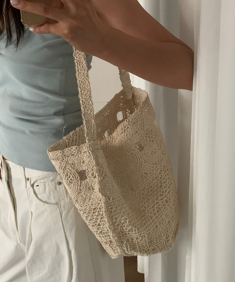 ラタンリネンショルダーバッグ BEIGE