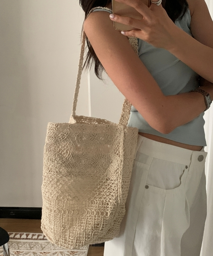 ラタンリネンショルダーバッグ BEIGE