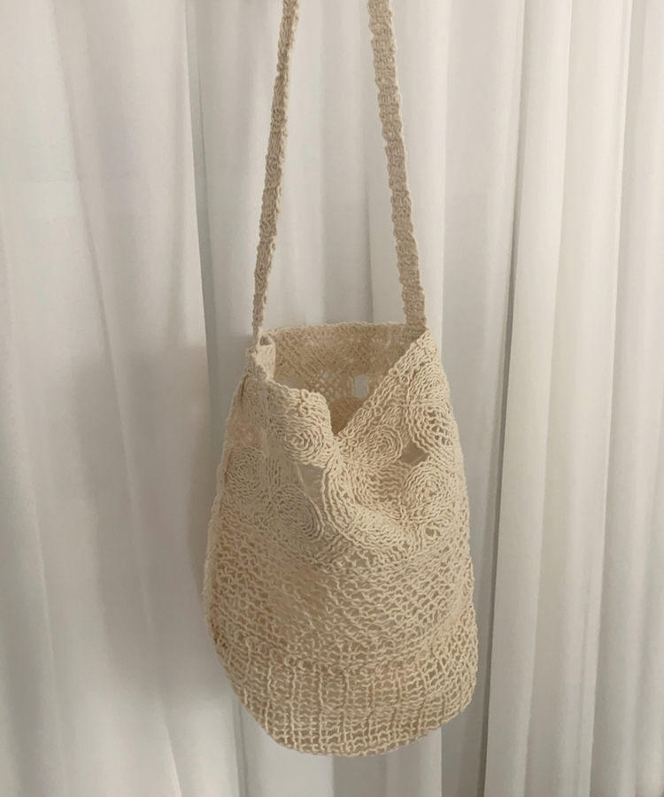ラタンリネンショルダーバッグ
