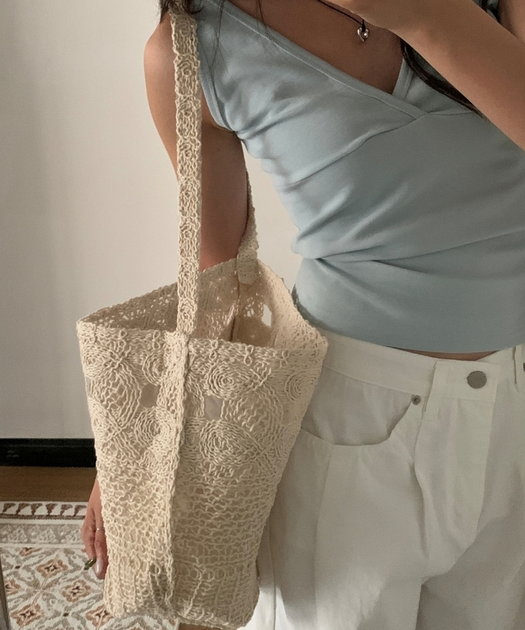 ラタンリネンショルダーバッグ BEIGE