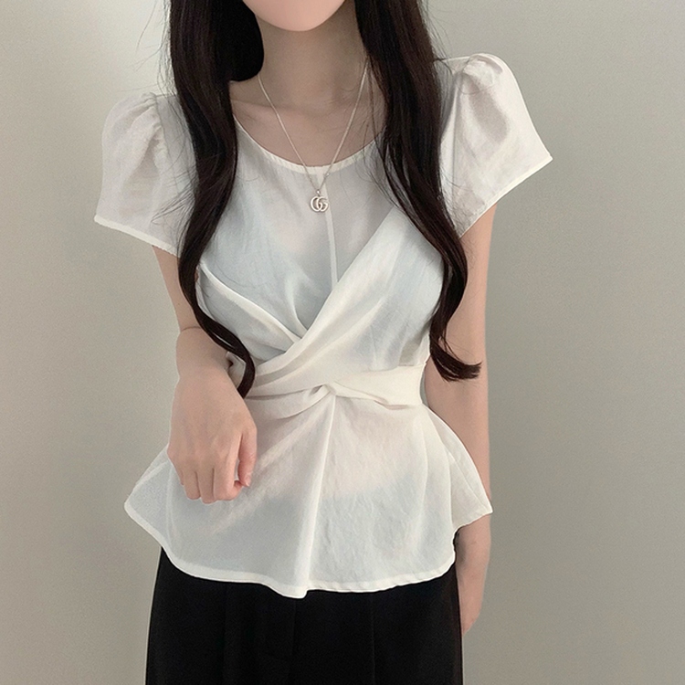 ツイスト半袖ブラウス IVORY