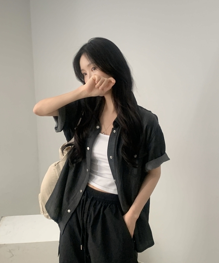 [2사이즈*.*/시원한소재!] 빈티지 데님 루즈핏 포켓 반팔셔츠,남방 - 3color 흑청
