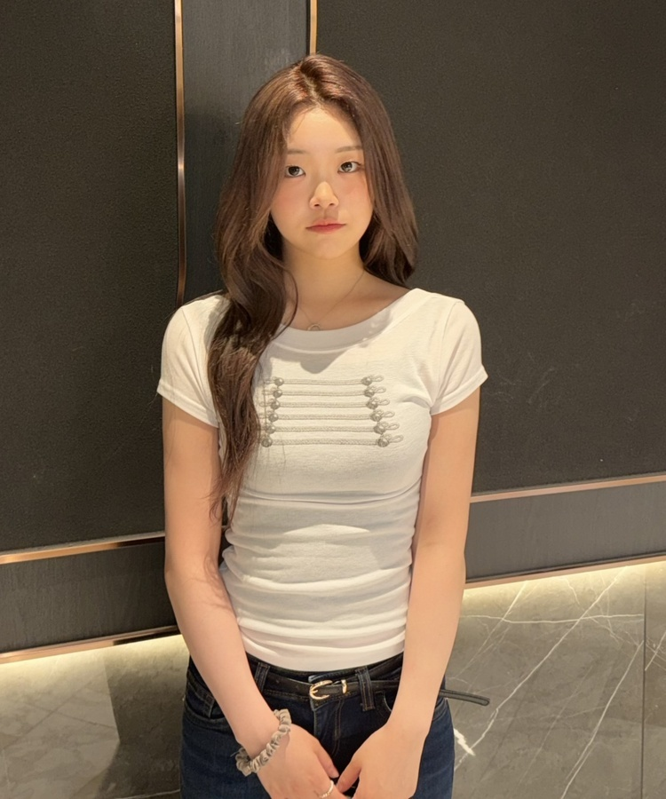 나폴레옹 버튼 포인트 반팔 티셔츠 화이트
