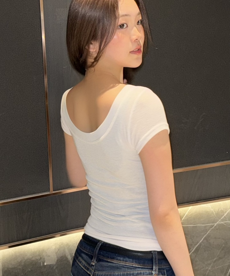 나폴레옹 버튼 포인트 반팔 티셔츠 화이트