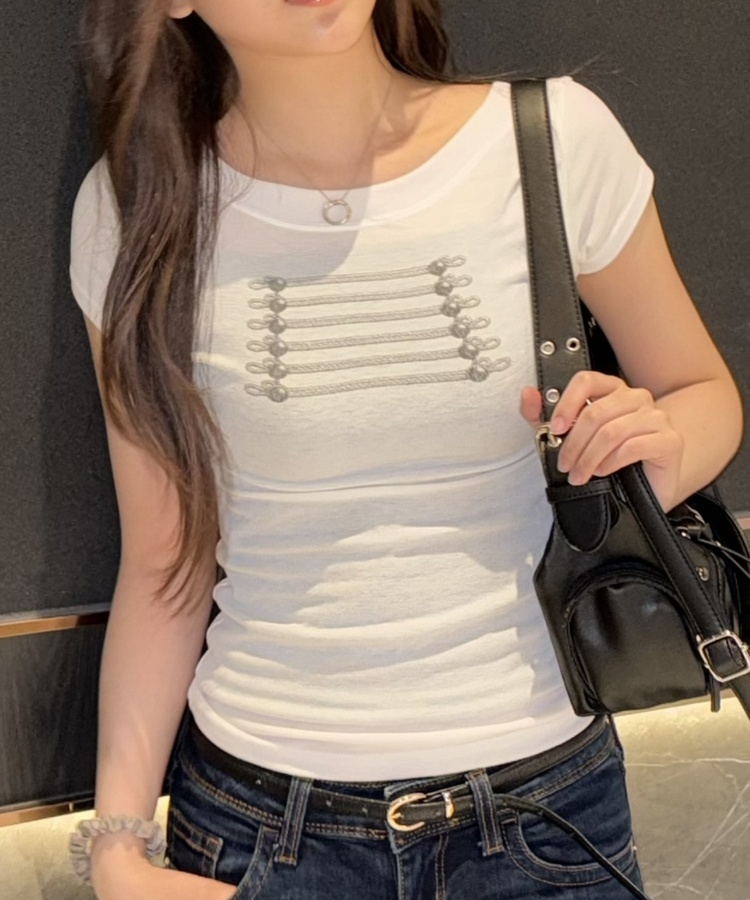 나폴레옹 버튼 포인트 반팔 티셔츠 화이트