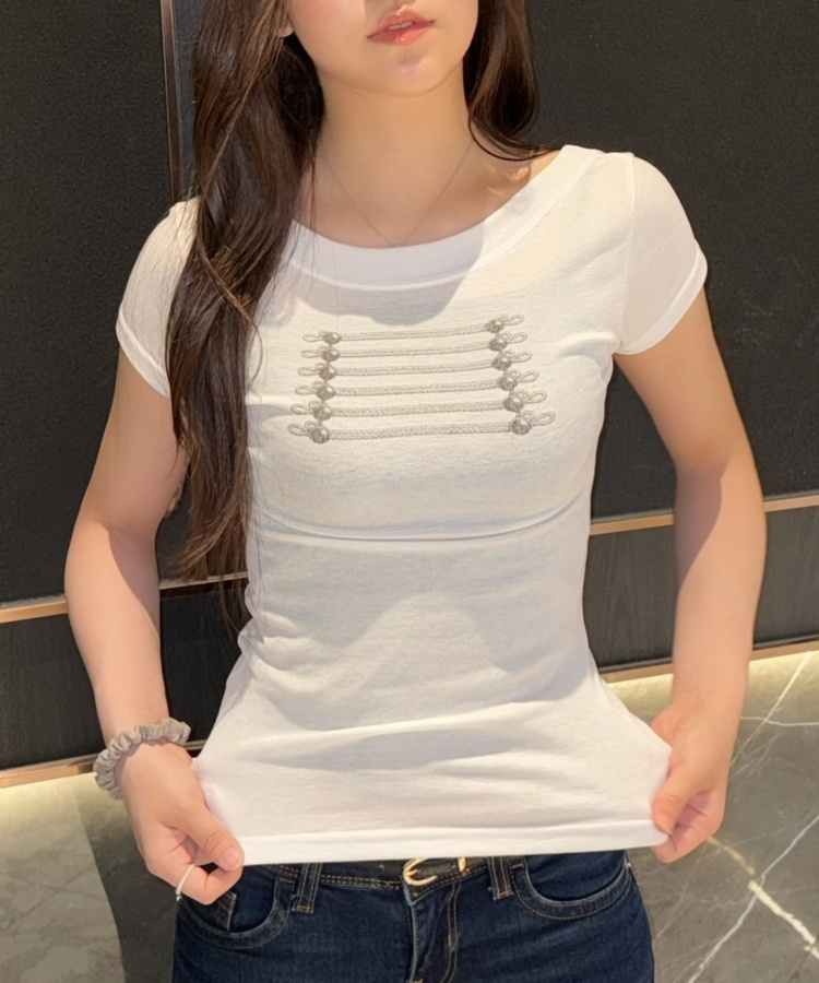 나폴레옹 버튼 포인트 반팔 티셔츠 화이트