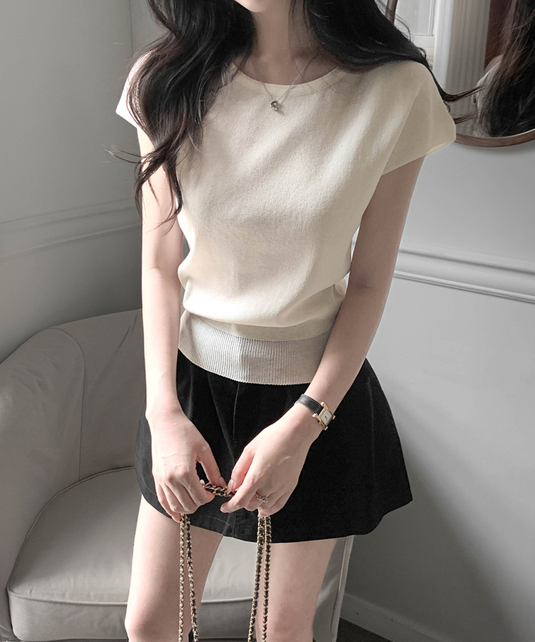 キャップスリーブサマーニット(5color) IVORY