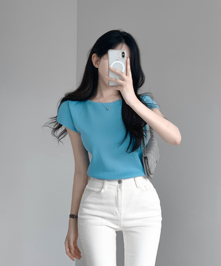 キャップスリーブサマーニット(5color) SKY BLUE