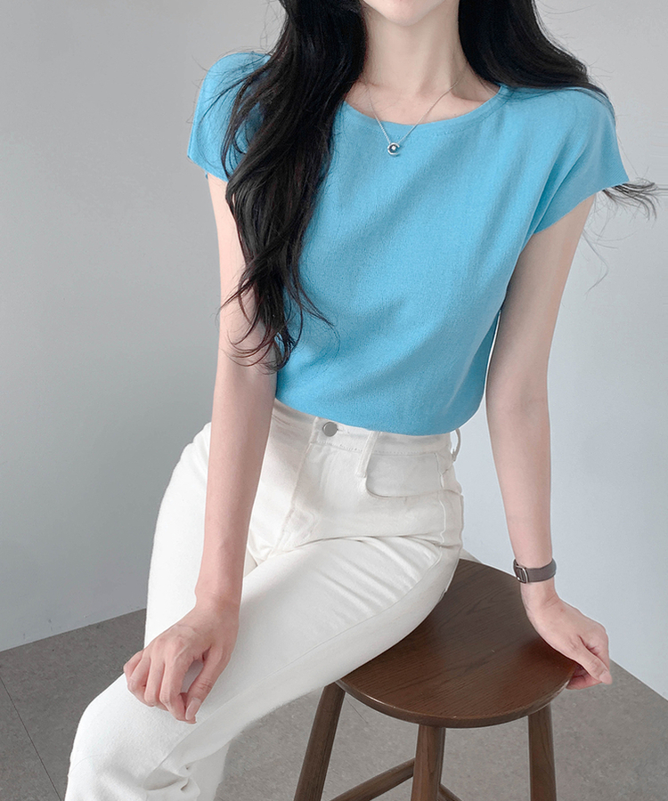 キャップスリーブサマーニット(5color) SKY BLUE