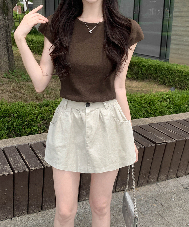 キャップスリーブサマーニット(5color) CHESTNUT BROWN