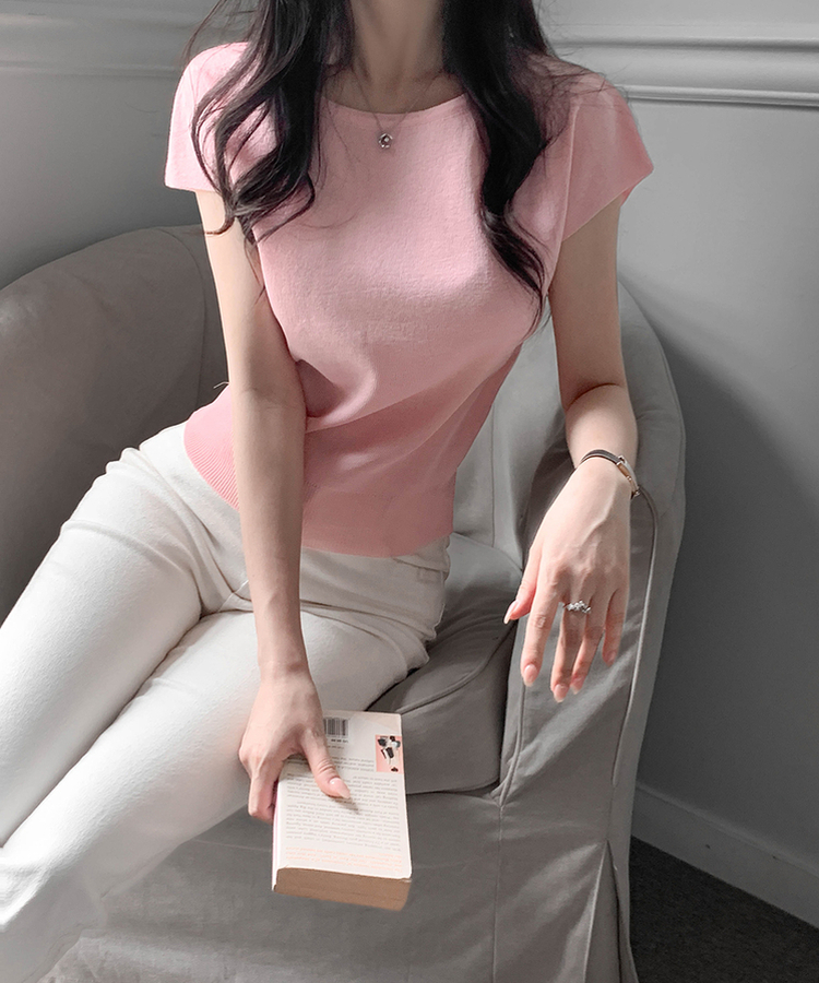 キャップスリーブサマーニット(5color) PINK