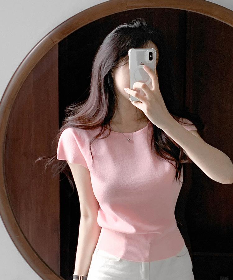 キャップスリーブサマーニット(5color) PINK