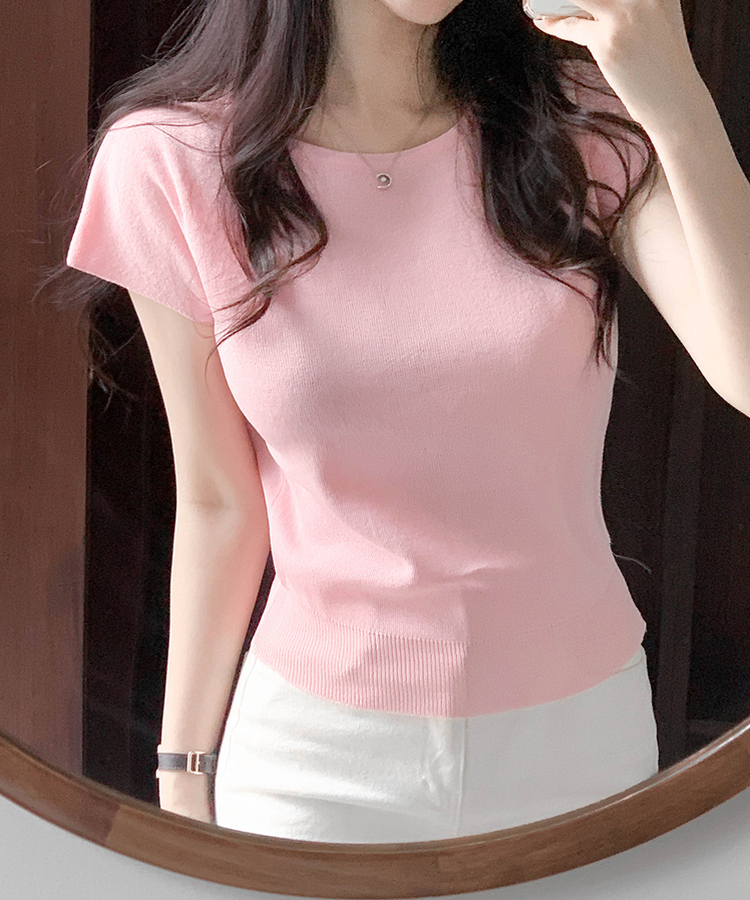 キャップスリーブサマーニット(5color) PINK