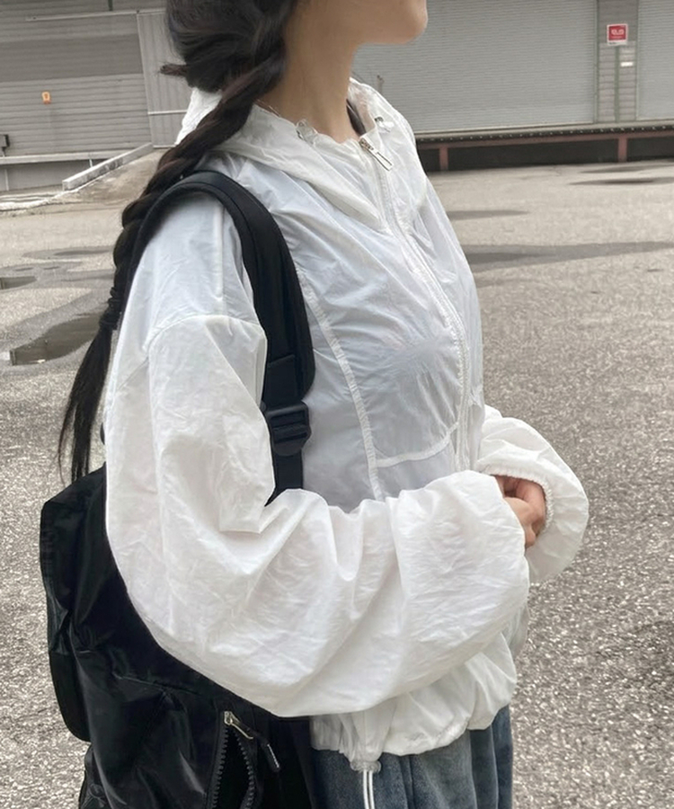 장마철 준비 윈드 포켓 나일론 바람막이 화이트