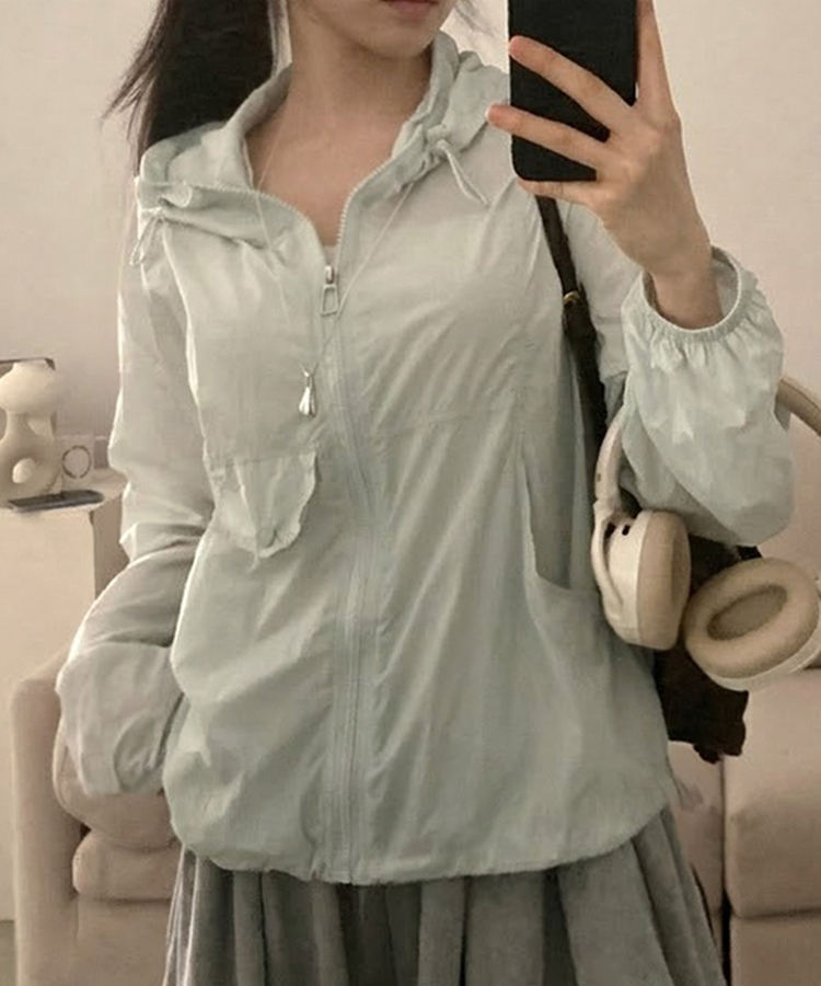 장마철 준비 윈드 포켓 나일론 바람막이 민트그레이