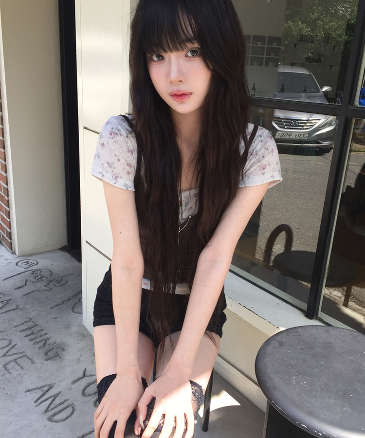 히더 플라워 반팔 단추 티셔츠3color 오트밀