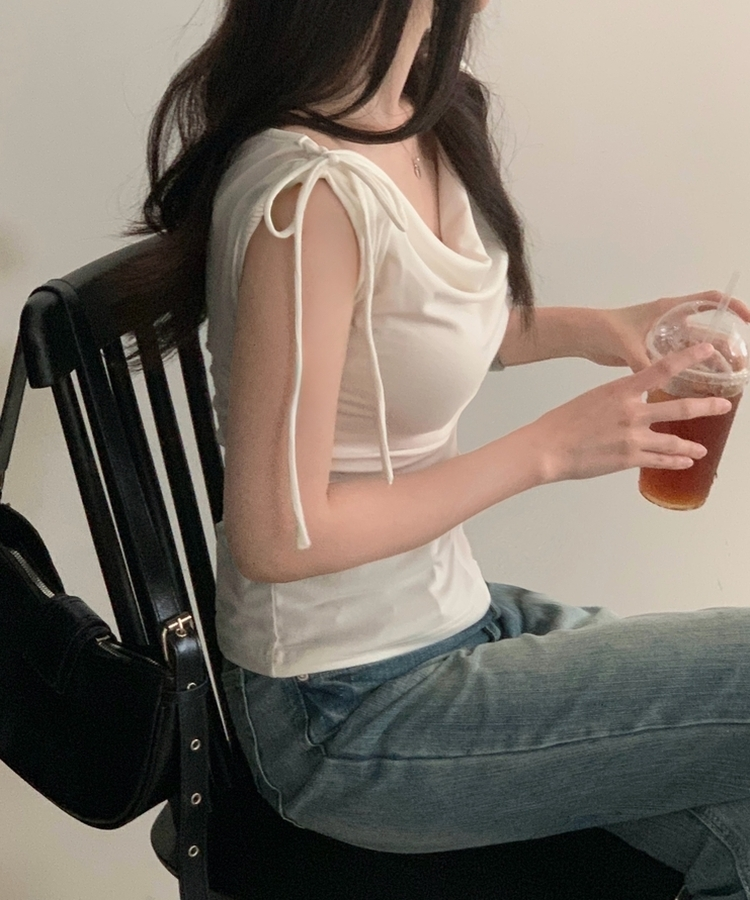 [여친룩?/청순] 포밍 드레이프 셔링 레이어드 나시블라우스 - 4color 화이트