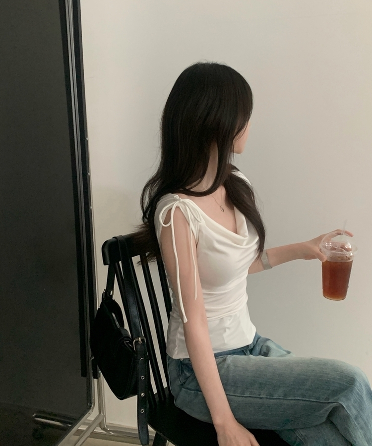 [여친룩?/청순] 포밍 드레이프 셔링 레이어드 나시블라우스 - 4color 화이트