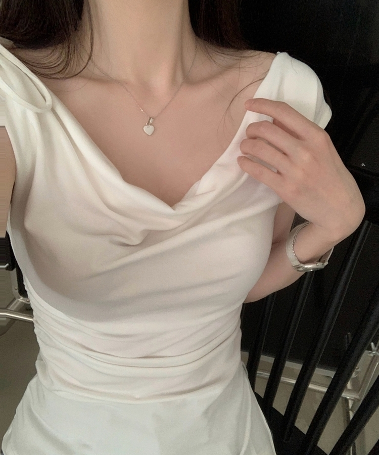 [여친룩?/청순] 포밍 드레이프 셔링 레이어드 나시블라우스 - 4color 화이트