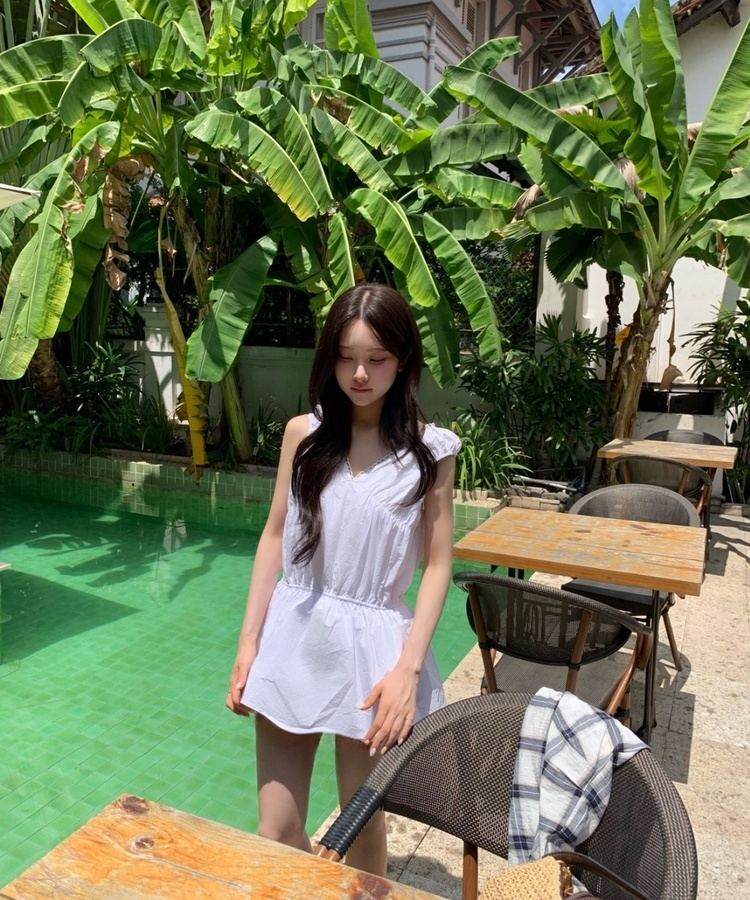 프릴 나시 미니 원피스 화이트
