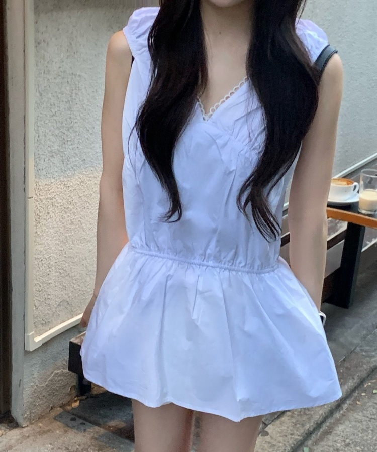 프릴 나시 미니 원피스 화이트