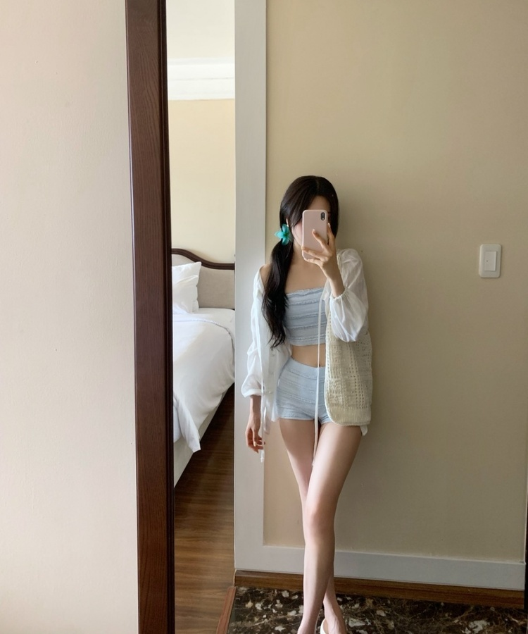 퀸시 튜브탑 팬츠 비키니 수영복 소라
