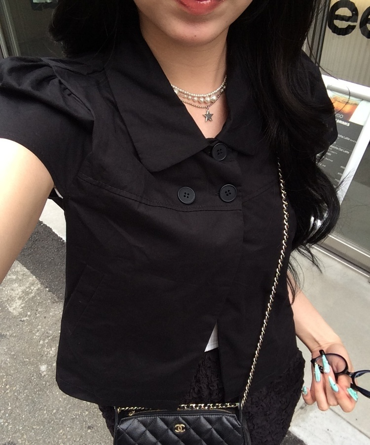 ダブルボタンブラウス BLACK