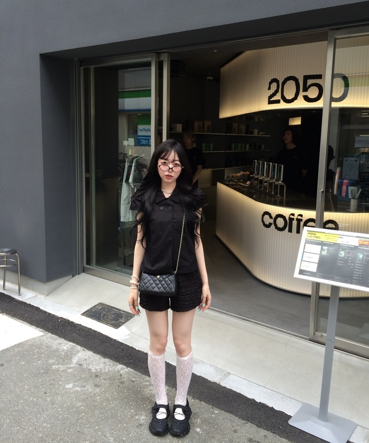 ダブルボタンブラウス BLACK